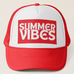 SUMMER VIBES WHITE TYPOGRAPHY TRUCKER HAT