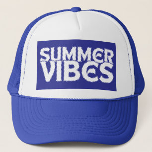 SUMMER VIBES WHITE TYPOGRAPHY TRUCKER HAT