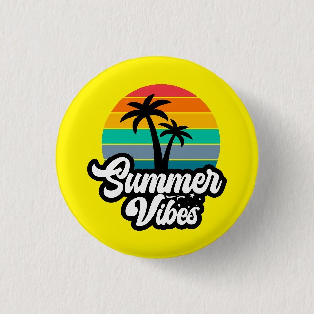 Summer Vibes with Palm Trees Design 3 Cm Round Badge (Front)