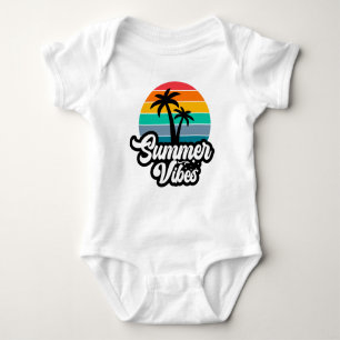 Summer Vibes with Palm Trees Design Baby Bodysuit