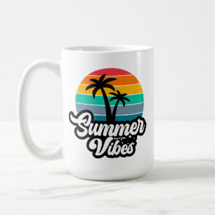 Summer Vibes with Palm Trees Design Coffee Mug
