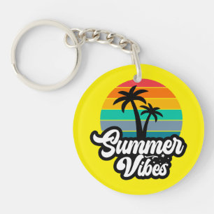 Summer Vibes with Palm Trees Design Key Ring