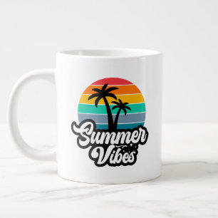 Summer Vibes with Palm Trees Design Large Coffee Mug