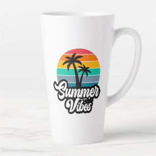 Summer Vibes with Palm Trees Design Latte Mug