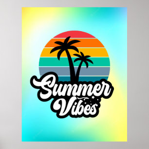 Summer Vibes with Palm Trees Design Poster