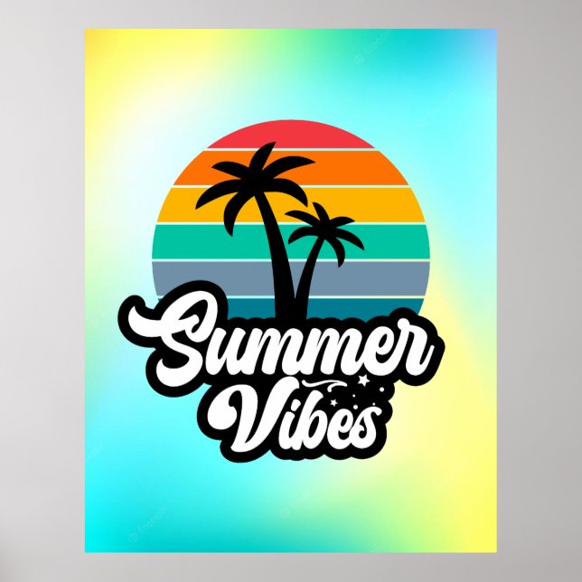 Summer Vibes with Palm Trees Design Poster (Front)