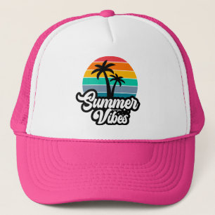 Summer Vibes with Palm Trees Design Trucker Hat