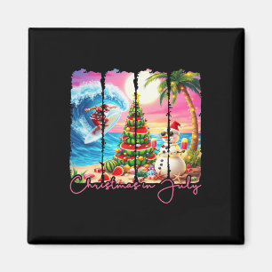 Summer Vibes Xmas In July Santa Surfing Beach Trip Magnet