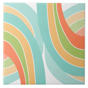 Summer vibrant, curvy print ceramic tile