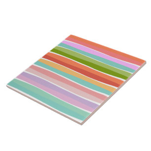 Summer vibrant stripe kids  ceramic tile