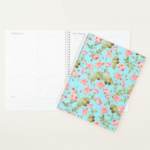 Summer Victorian Vintage Roses Pattern on Teal Planner