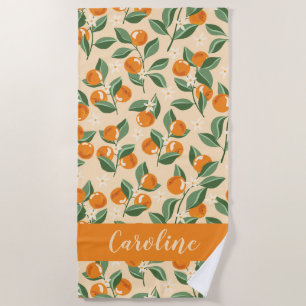 Summer Vintage Oranges Boho Fruit Personalised Beach Towel