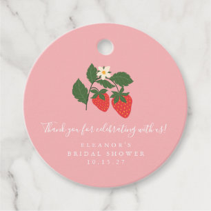 Summer Vintage Pink Strawberry Boho Bridal Shower Favour Tags