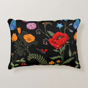 Summer vintage seamless pattern. Botanical wallpap Decorative Cushion