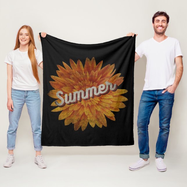 SUMMER VINTAGE SUNFLOWER FLEECE BLANKET (In Situ)