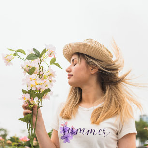 Summer Violet Flowers and butterfly T-Shirt