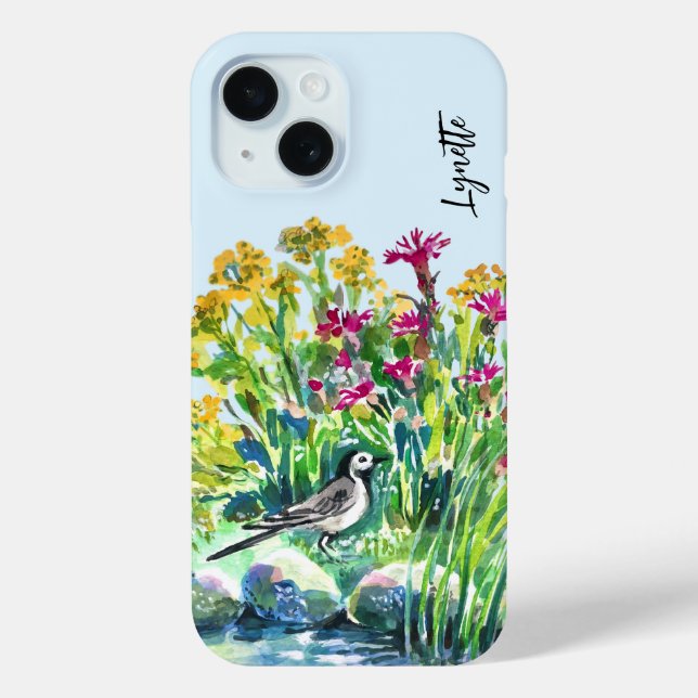 Summer, wagtail, wild flowers Case-Mate iPhone case (Back)