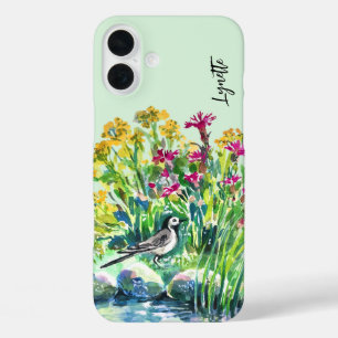 Summer, wagtail, wild flowers iPhone 16 plus case