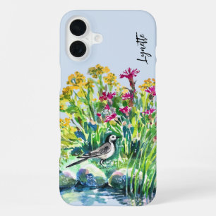 Summer, wagtail, wild flowers iPhone 16 plus case