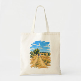 Summer Walk Through Golden Fields Brushstroke Tote Bag