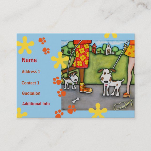 Summer Walk With Dogs and Cats Business Card (Front)