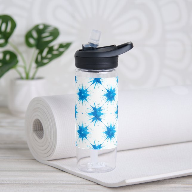 Summer Water Bottle of Fresh Geometric Blue Splash (Yoga)