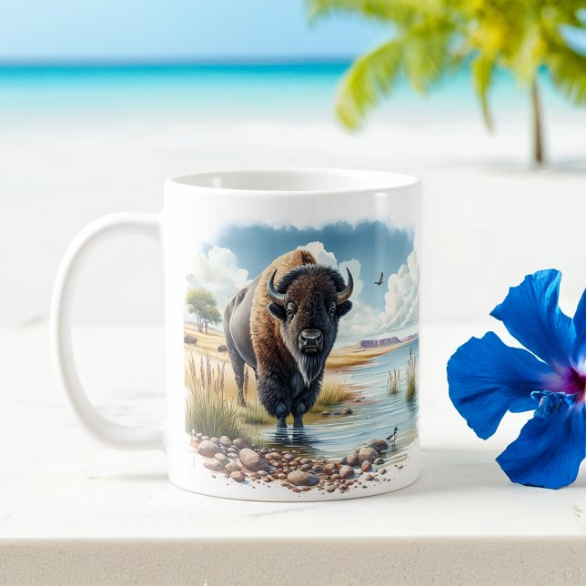Summer Watercolor American Buffalo Coffee Mug (Creator Uploaded)