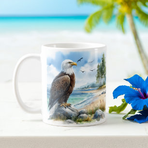 Summer Watercolor Bald Eagle  Coffee Mug