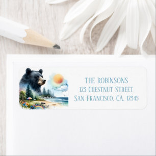 Summer Watercolor Black Bear Return Address Label