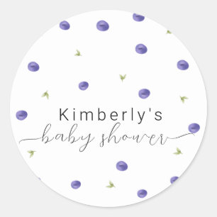 Summer Watercolor Blueberry Farm Baby Shower  Classic Round Sticker