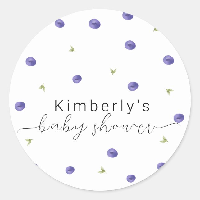 Summer Watercolor Blueberry Farm Baby Shower  Classic Round Sticker (Front)