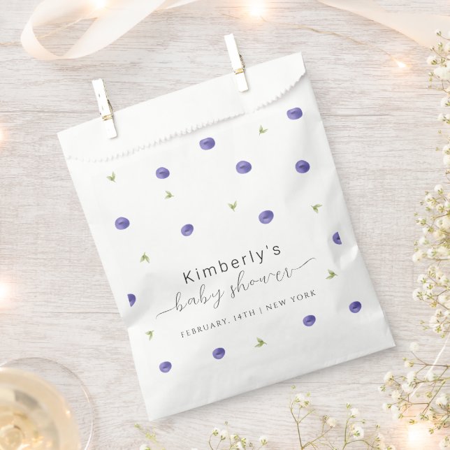 Summer Watercolor Blueberry Farm Baby Shower  Favour Bag (Clipped)