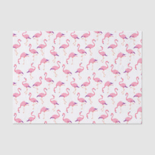 Summer Watercolor Bright Pink Flamingo Pattern Tissue Paper
