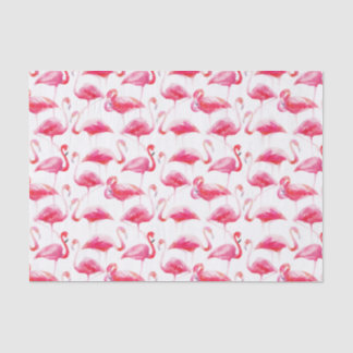 Summer Watercolor Bright Pink Flamingo Pattern Tissue Paper