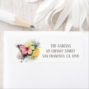 Summer Watercolor Butterfly Fruit  Return Address Label