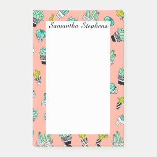 Summer Watercolor Cactus Modern Coral Pattern Post-it Notes