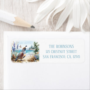 Summer Watercolor California Quail Return Address Label