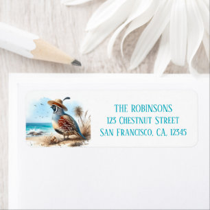 Summer Watercolor California Quail Return Address Label