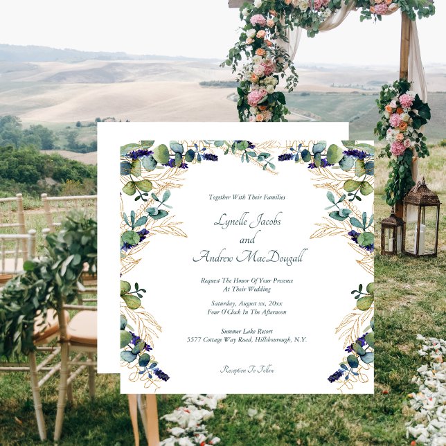 Summer Watercolor Eucalyptus Floral Invitation (Summer Watercolor Eucalyptus Floral Invitation Wedding)