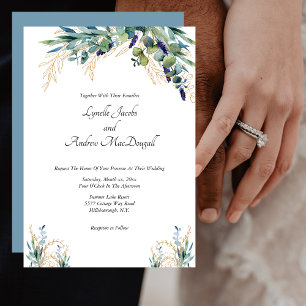 Summer Watercolor Eucalyptus Floral Wedding Invitation