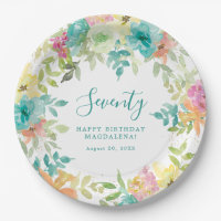 Summer Watercolor Floral Custom 70th Birthday