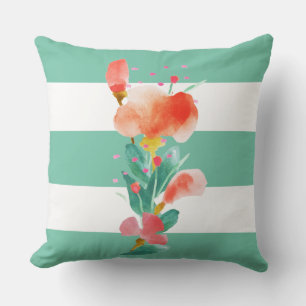 Summer Watercolor Floral Illustration Cushion
