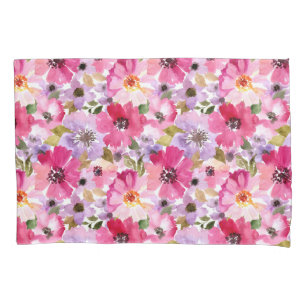 Summer Watercolor Floral Pattern Pillowcase