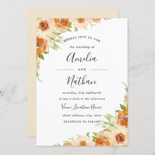 Summer Watercolor Floral Watercolor Wedding Invite