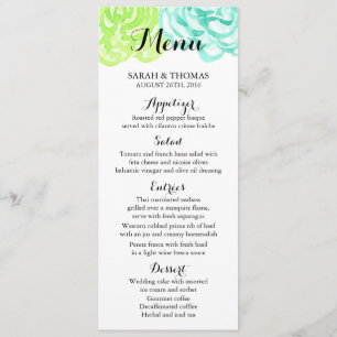 Summer Watercolor Flowers Wedding Menu Cards