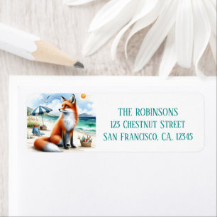 Summer Watercolor Fox on the beach Return Address Label