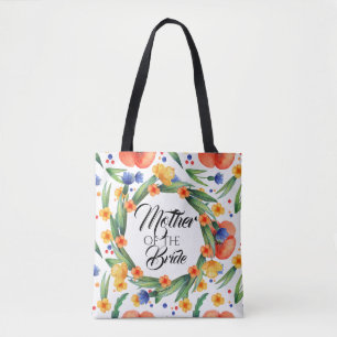 Summer watercolor mother of the bride collage chic tote bag