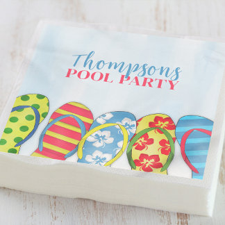 Summer Watercolor Pool Party Custom Napkin