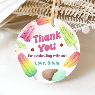 Summer Watercolor Popsicle Birthday Favour Tags