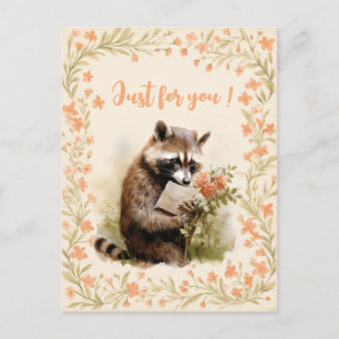 Summer Watercolor Racoon - Just for you -  Postcard